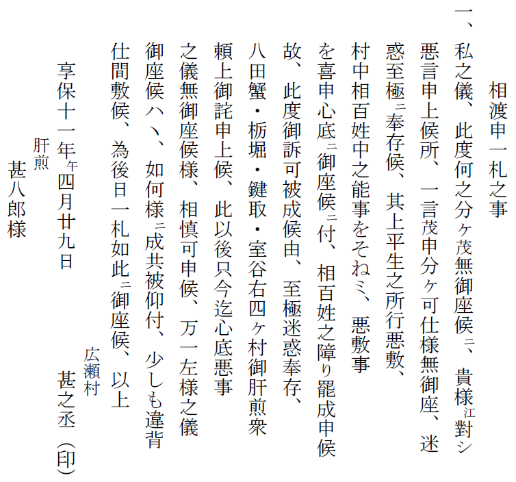 解読文の画像